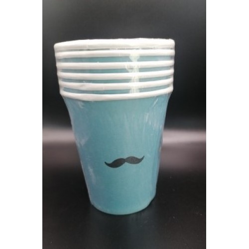 PAPER CUPS BLUE/MUSTACHE 6'S PAPER CUPS BLUE/MUSTACHE 6'S